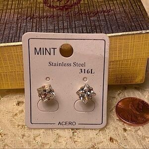 Stainless steel zirconia earrings